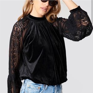 Free People Lace and Velvet Blouse